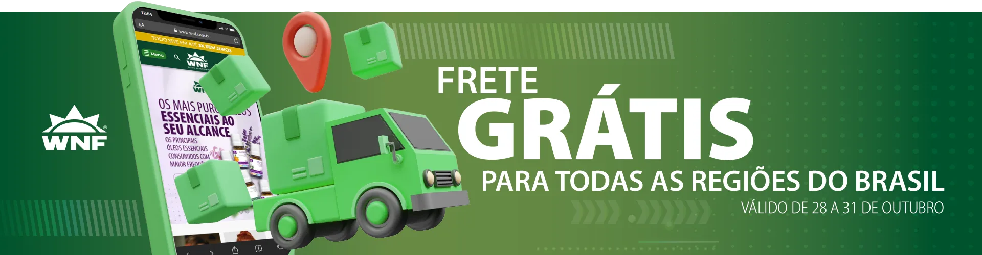 Banner Frete Grátis - 28 à 31 Outubro