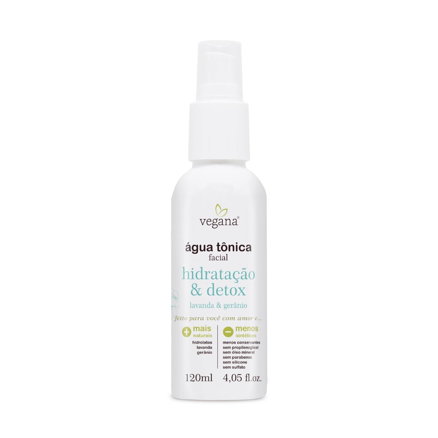 Vegana Água Tônica Hidratação e Detox Facial 120ml | Limpeza e