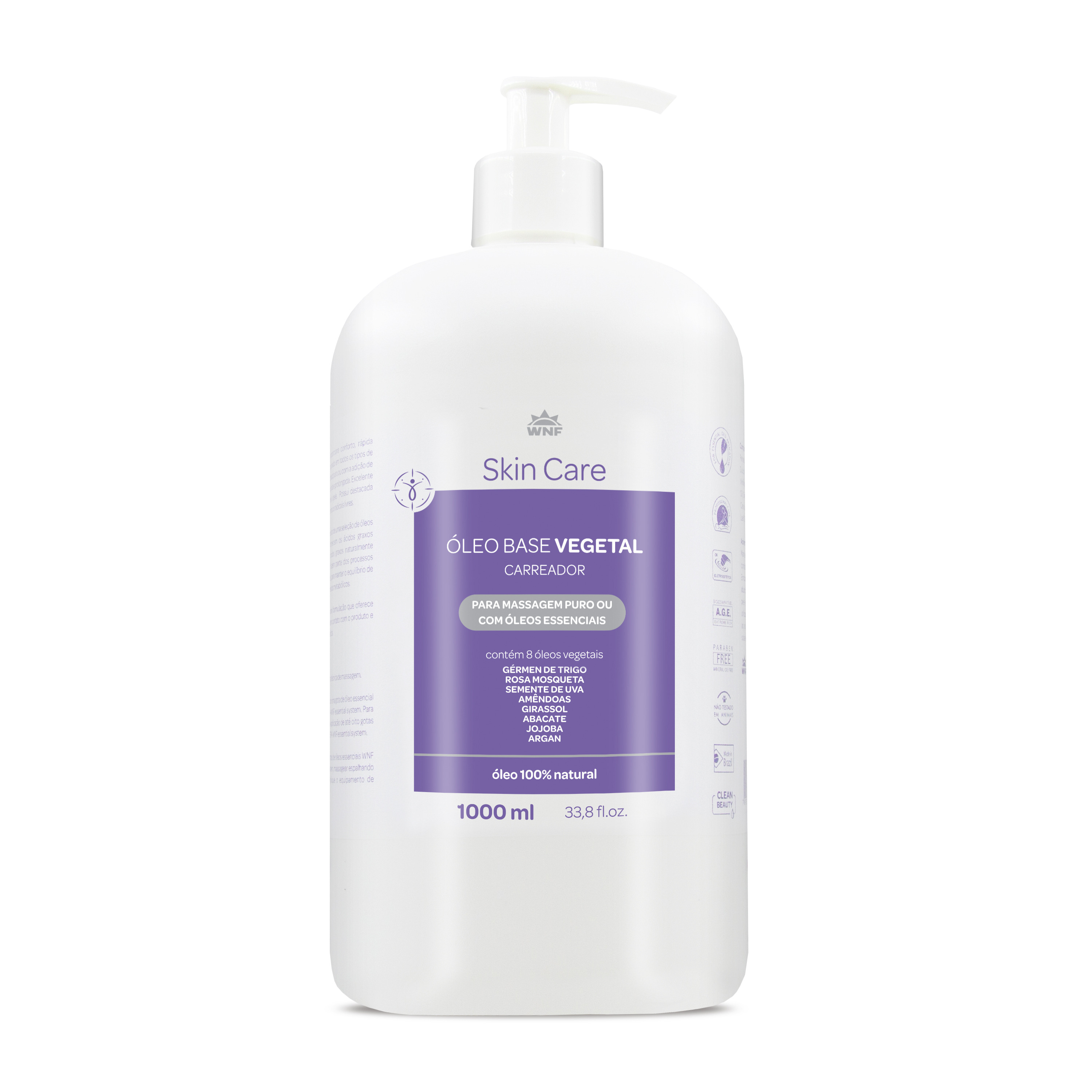Óleo Vegetal WNF Natural para Massagem 1L | Hidratação e Bem-Estar