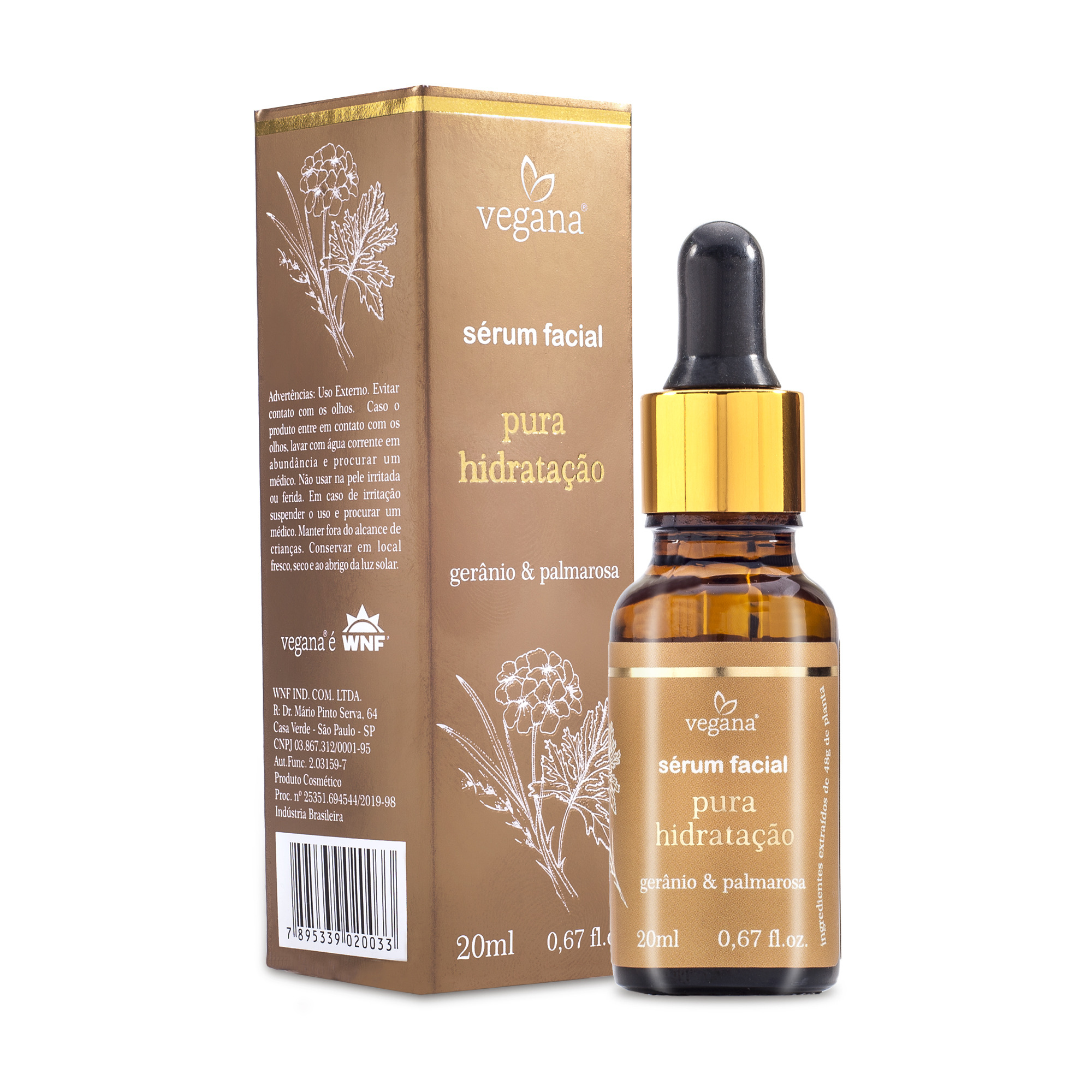 Vegana Sérum Facial Pura Hidratação 20ml | Hidratação Intensa e